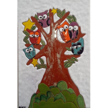 Azulejo àrbol búhos