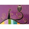Azulejo búho y gato